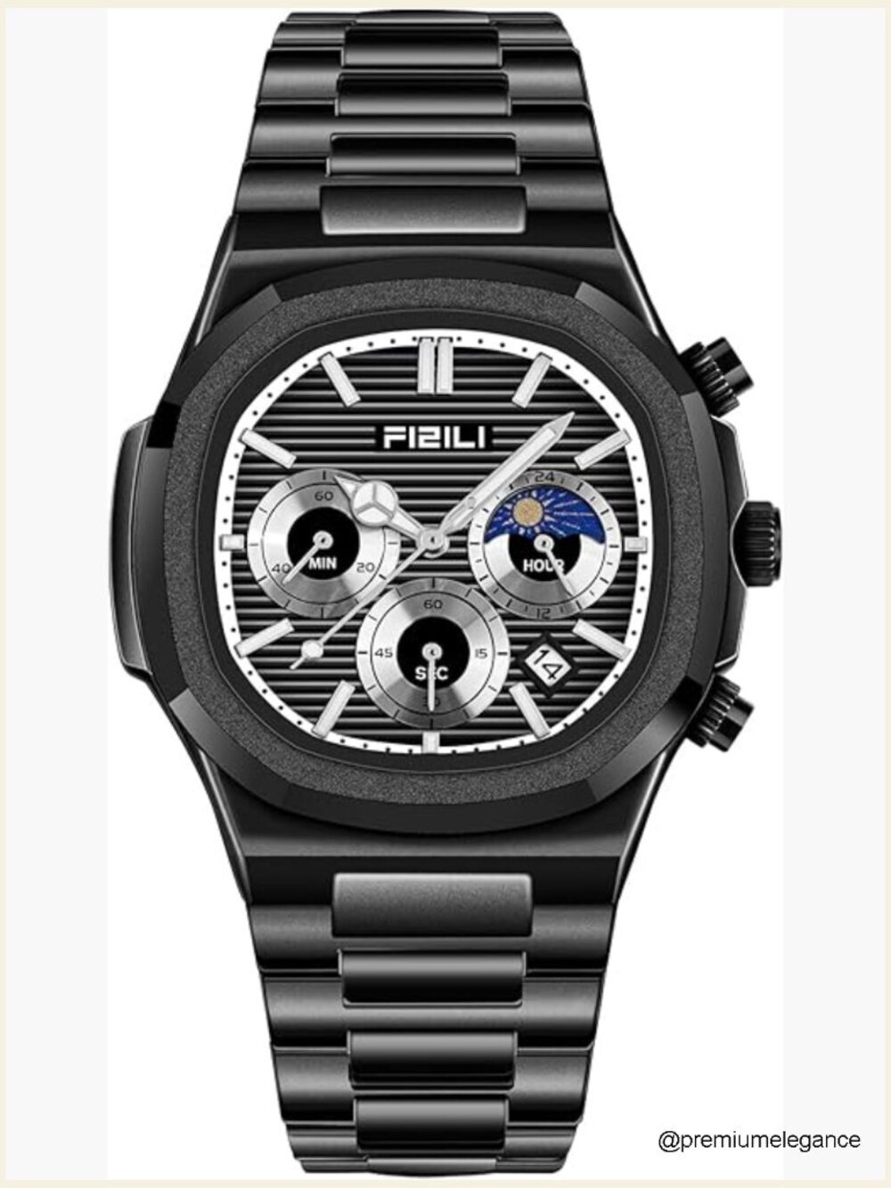 Stainless Steel Business Quartz Watch Luminous Analog Chronograph Date